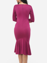 Casual Round Neck Decorative Hardware Mermaid Plain Bodycon-dres