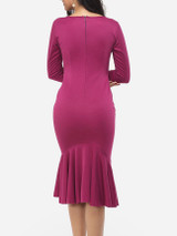 Casual Round Neck Decorative Hardware Mermaid Plain Bodycon-dres