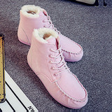 Casual Suede Ankle Pure Color Fur Lining Lace Up Flat Boots For Women