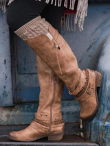 Women Casual Low Heel Zipper Mid-Calf Boots