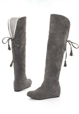Casual Grey Round Toe Flat Within The Higher Lace-up Casual Boots