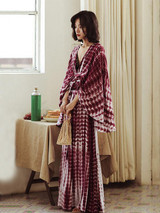 Tie-dye Deep V-neck Wide Leg Suits