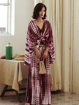 Tie-dye Deep V-neck Wide Leg Suits