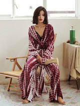 Tie-dye Deep V-neck Wide Leg Suits
