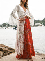 White Lace Hollow Long Beach Cover-ups
