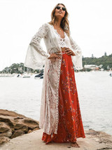 White Lace Hollow Long Beach Cover-ups