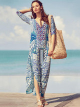Loose Printed V-neck Cover-ups Swimwear