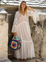 Presale Split-side Flared Sleeve Maxi Dress