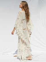 Lacy Split-joint V-neck Maxi Cover-up Dress
