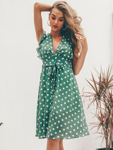Summer Polka Dot Boho Ruffles Bohemian Beach Midi Dress