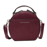Vintage Scrub Leather Round Designer Crossbody Bag