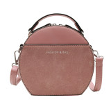 Vintage Scrub Leather Round Designer Crossbody Bag
