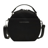 Vintage Scrub Leather Round Designer Crossbody Bag