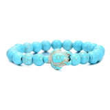 Summer Style Sea Turtle Beads Bracelets 8MM Blue Natural Stone Elastic