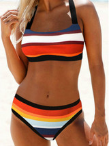 Women's Large Size Swimwear Print Triangle Split Swimsuit