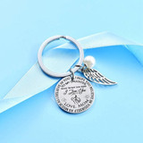Round Pendant Key Ring To Daughter From Love Mom: Hutzell