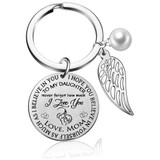 Round Pendant Key Ring To Daughter From Love Mom: Hutzell