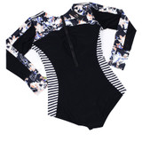 Sexy One Piece Women's Swimsuit Hot Spring Surfing Diving Long Sleeve Swimsuit Print