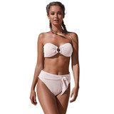 Summer Bikini Strapless Striped High Waist Split Swimsuit
