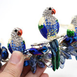European Style Bird Shape Tiaras Blue Pearl Crystal Bridal Hair Accessories