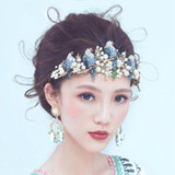 European Style Bird Shape Tiaras Blue Pearl Crystal Bridal Hair Accessories