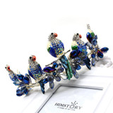 European Style Bird Shape Tiaras Blue Pearl Crystal Bridal Hair Accessories