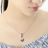 Blue Nano Cubic Zirconia Stones Earrings Pendant Necklace 925 Sterling Silver Jewelry Set