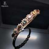 Elegant Colorful  Tourmaline 3.5ct Gemstone Bangle