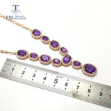 Simple Classic  Amethyst Gemstone Necklace Ring Earring  Jewelry Set