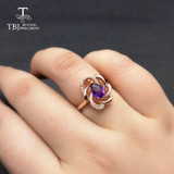 Romantic Design Natural Amethyst Gemstone Ring and Earring  Jewelry Set