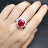 Elegant Engagement Ring with Natural Ruby 925 sterling Silver Gemstone RING