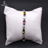 Vintage Tourmaline 925 Sterling Silver Precious Gemstone Bracelets