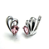 Grace Natural Pink Tourmaline Gemstone in 925 Sterling Silver Small Simple Earrings