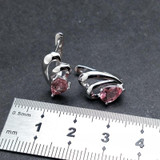 Grace Natural Pink Tourmaline Gemstone in 925 Sterling Silver Small Simple Earrings