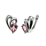 Grace Natural Pink Tourmaline Gemstone in 925 Sterling Silver Small Simple Earrings