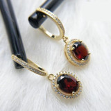 Elegant Red Garnet Clasp Drop Earrings