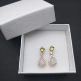 Peridot and Ethiopian Opal in 925 Sterling Silver Natural Gemstone Fashion Earrings