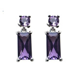 Classic Natural Amethyst Gemstone 925 Sterling Silver Earrings