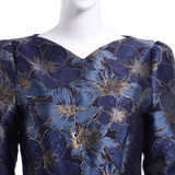 Elegant Gold Jacquard  Maxi Dress Fall V neck Long Sleeve Formal Maxi Dress