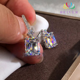 Square Clear Crystals Mounted n Sterling Silver Earrings: Hutzell