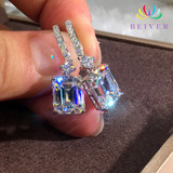 Square Clear Crystals Mounted n Sterling Silver Earrings: Hutzell