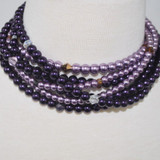 Purple / Lavender Multi Strand Glass Pearls Necklace