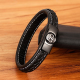 Skull Pattern Design Stainless Steel Men's Leather Bracelet