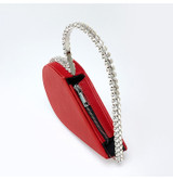 Designer Diamond Red Heart Evening Clutch Bags Rhinestone Wedding Purse