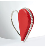 Designer Diamond Red Heart Evening Clutch Bags Rhinestone Wedding Purse