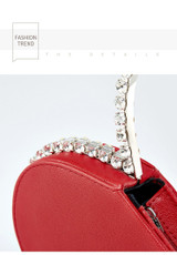 Designer Diamond Red Heart Evening Clutch Bags Rhinestone Wedding Purse