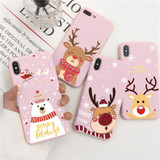 Cute Cartoon Pink Christmas Phone Case for iPhone