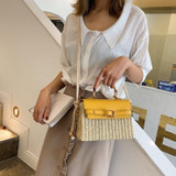 Bohemian Straw Bag Retro Woven Crossbody Box Flap Tote