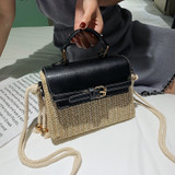 Bohemian Straw Bag Retro Woven Crossbody Box Flap Tote