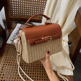 Bohemian Straw Bag Retro Woven Crossbody Box Flap Tote